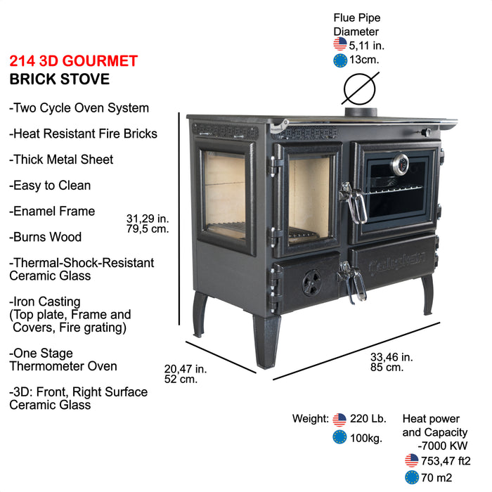Wood stove with oven 214-3D