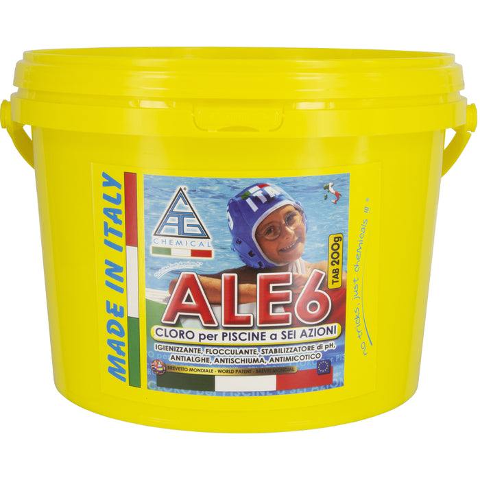 Cloro per piscina pastigl 200 g 6 funz ale6 5 kg