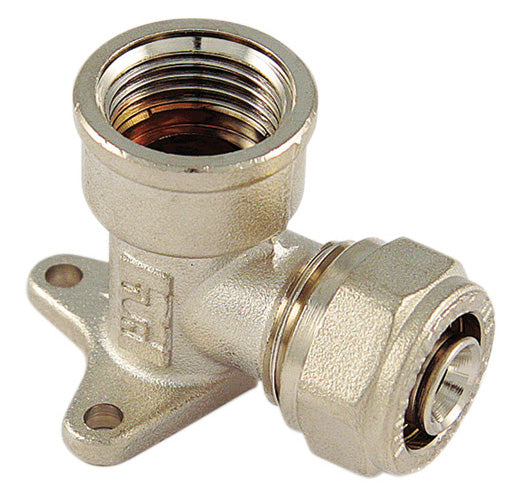 Gomito f.16x1/2 con flangia per multistrato