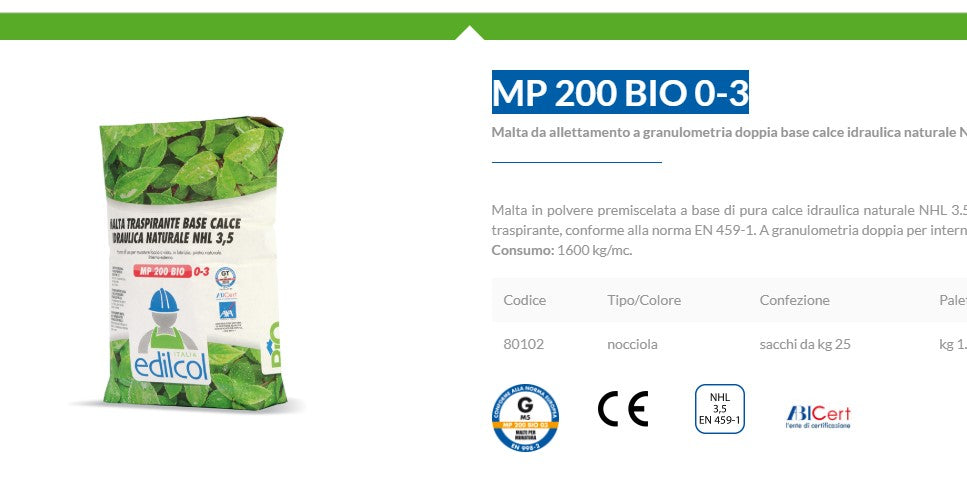Malta muratura Nhl MP 200 BIO 0-3 kg 25