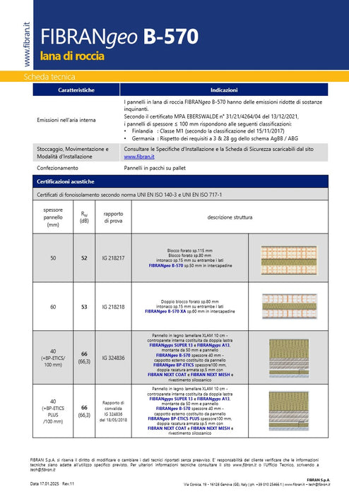 Lana roccia Fibrangeo  Densità kg 75
