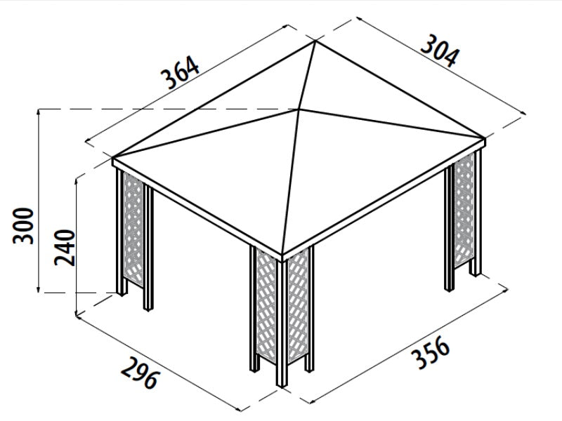 GAZEBO CAPRI 360X300 WITH GRILLS