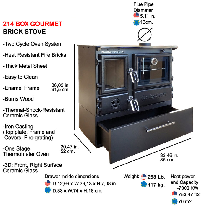 Wood stove with oven 214-BOX