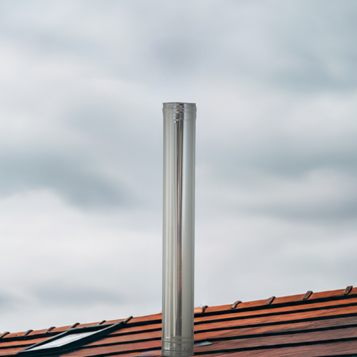AISI 304 STAINLESS STEEL PIPE FOR FLUES THICKNESS 5/10 - H 100 CM DIAMETER 12 CM