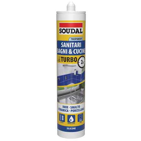 SILICONE ACETICO SANITARI 'TURBO' SOUDAL 300 ml - Bianco