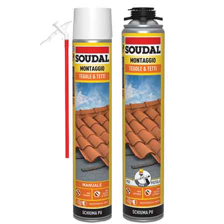 POLYURETHANE FOAM FOR TILES AND ROOFS SOUDAL 750 ml - Gun