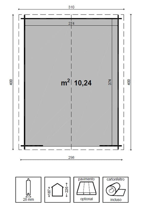 Casetta diana cm 300x400